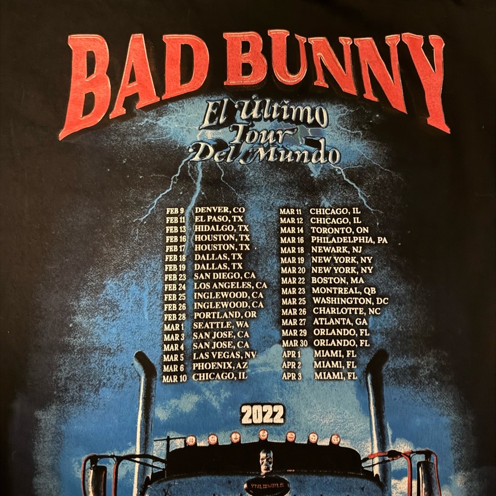 Bad bunny tour shirt